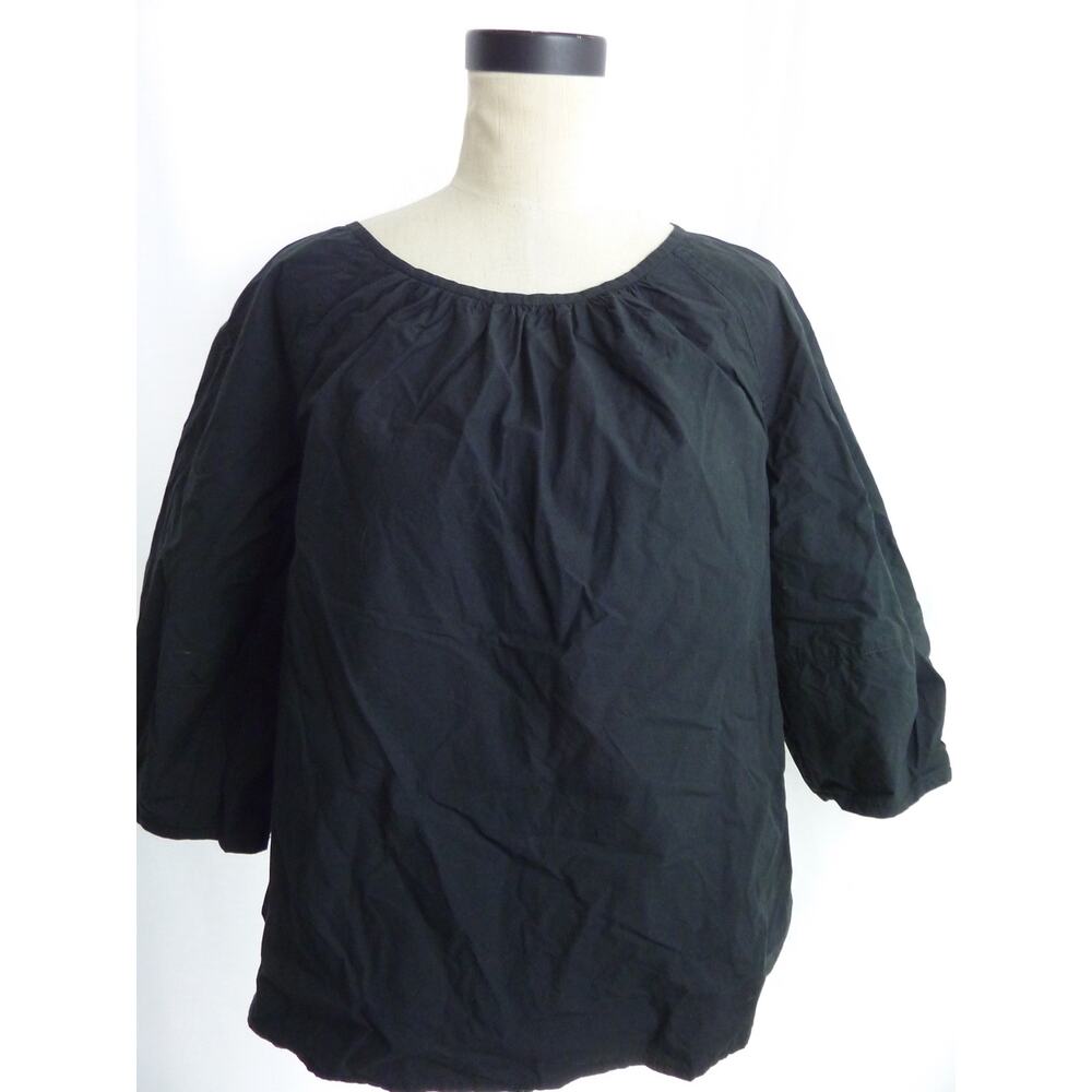 NWT Everlane Black Poplin Scoop Neck Shirt Top M
